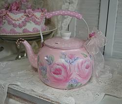 Shabby Chic Pink Hand Painted Teapot