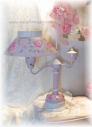 Hand Painted Shabby Rose Cottage Vintage Lamp