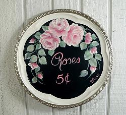 Hand Painted Cottage Rose Tray ''Roses 5c''